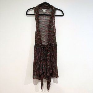 NWOT, Demanding, Multi-Color Knit Long Cardigan Vest, Size Small